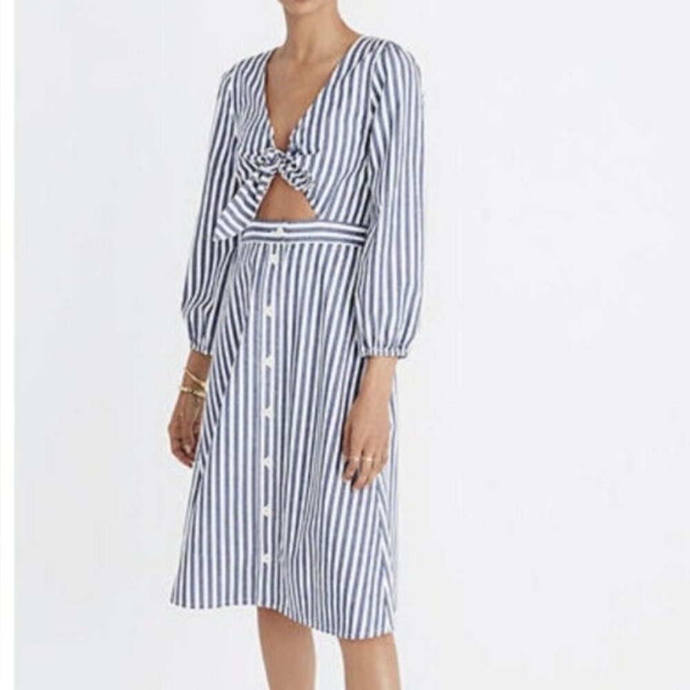 Madewell Blue and White Striped Midi Dress